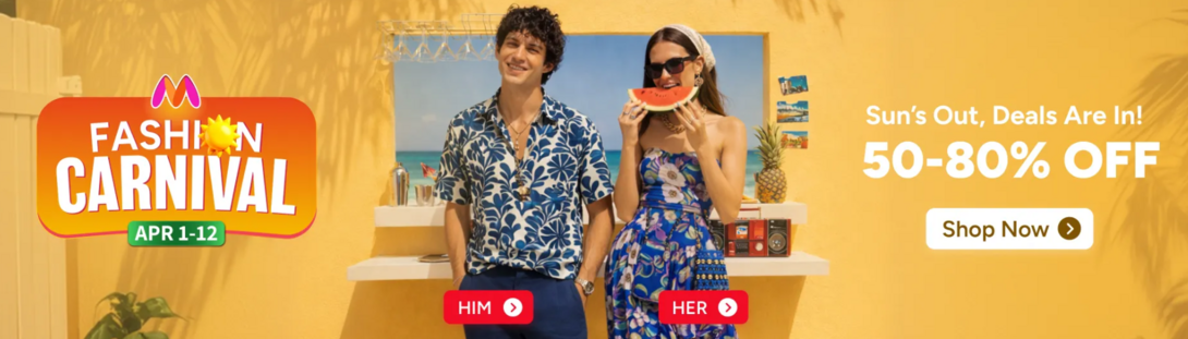 Myntra Fashion Carnival Summer Sale! 15% off Coupon + Deals