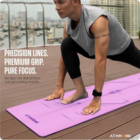 Athmonk Dual Colour TPE Pro Yoga Mat for Woman and Man with Alignment Guide Lines 6 mm Yoga Mat