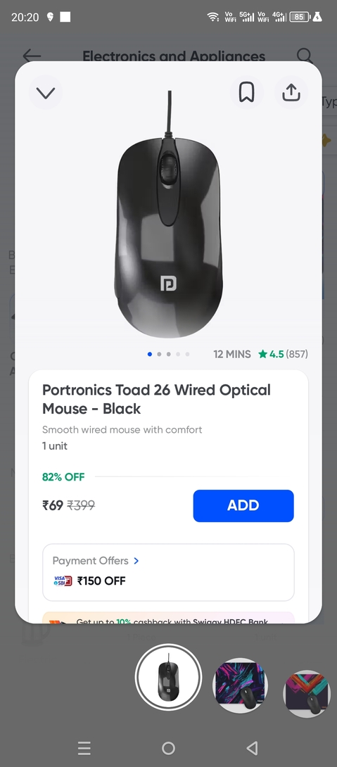 Instamart - Portronics Computer mouse @ Rs.69