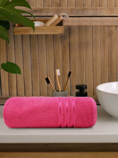 Buy MYTRIDENT Pink Self Designed 400 GSM Pure Cotton Bath Towel - Bath Towels for Unisex 24890058 | Myntra