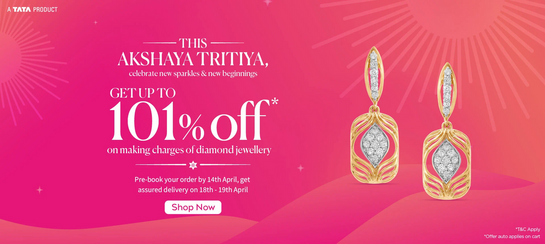 Miabytanishq - Akshaya Tritiya Offer: upto 101% Off* on Diamond Jewellery Making Charges
