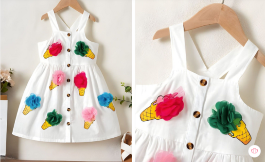 JIYAN FASHION WORLD Girls Conversational Print Fit & Flare Dress