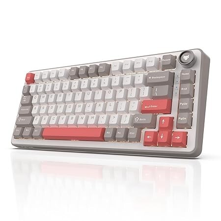 EvoFox Ronin X75 Tri-Mode Mechanical Keyboards Wireless | Gasket Mount, 5 Layer Sound Dampening, Hot Swap GTMX Yellow Linear Switches,1000Hz Polling, Programmable, Muliti OS Web Software, Mac Key Caps