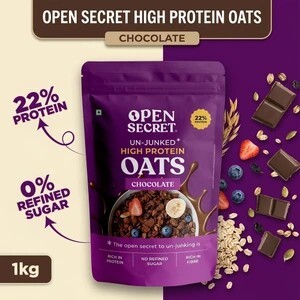 OPEN SECRET High Protein Oats Healthy Breakfast Mix of Protein & Fibre 0 Refined Sugar Pouch (1 kg)