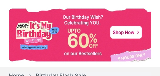 Nykaa Birthday Flash Sale – 5 Hours Only 