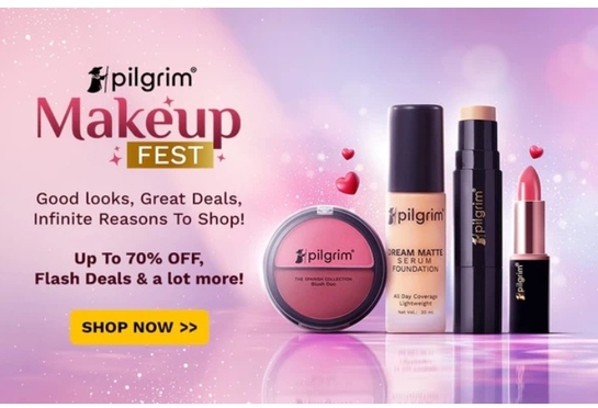 Pilgrim Makeup Fest  Up to 70% OFF + Combo Deals from ₹499