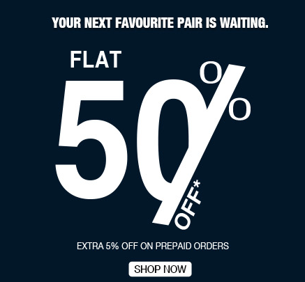 Lee - Flat 50% off + Extra 5% off on prepaid orders 