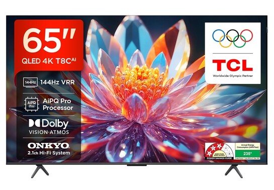 TCL 164 cm (65 inches) 4K Ultra HD Smart QLED Google TV 65T8C