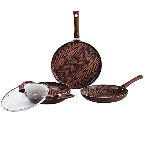 CELLO Prima 3-Piece Non-Stick Aluminium Cookware Set, Woody