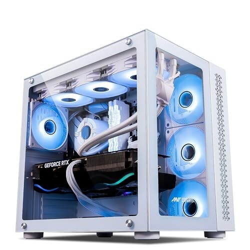 Ant Esports Crystal Mini-Tower Computer Case/Gaming Cabinet - White [Apply coupon]