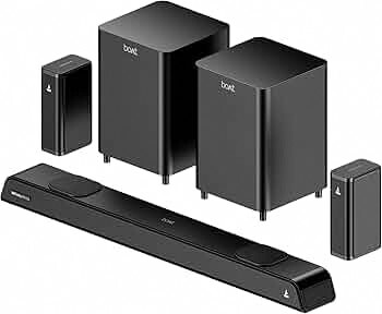 Boat Aavante 5.2.4 Prime 6250DA, Dolby Atmos, 625W, 5.2.4CH(Dual Subwoofers & Wireless Satellites), QR for Installation, Bluetooth Sound bar, Home Theatre Soundbar Speaker (Premium Black) 