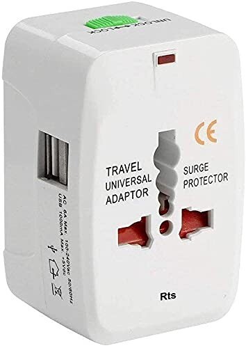 Black-r 2024 Latest Universal Travel Adapter Worldwide International Travel Adapter Smart with Built in Dual USB Charger Ports Compatible with Smartphone, Laptop, Charger, and 150+ Countries