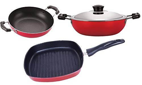 Nirlon Non Stick Aluminium Cookware Set of 3 Pieces