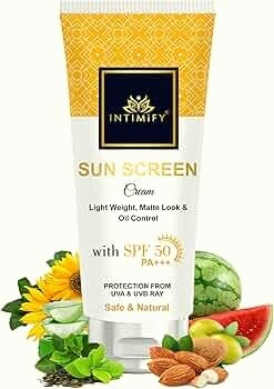 INTIMIFY Sunscreen SPF 50 PA++++ | UVA/UVB & Blue Light Protection | For Oily, Dry & Sensitive Skin | For Women & Men (50g) 