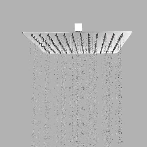 BonKaso Square Slim Rain Shower Head 6 Inch - Stainless Steel, Chrome Finish, Wall Mounted, Long-Lasting, Rust-Free, Corrosion Resistant, Relaxing Spa-Like Bath Experience | Deluge