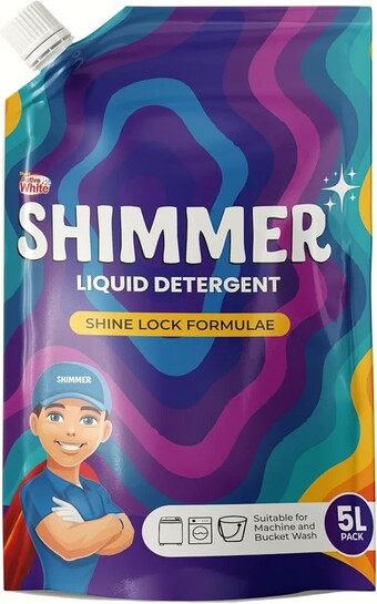 Shimmer Liquid Detergent - 5L Pack | Non Toxic & Eco Friendly | Top Load & Front Load Expert | Removes Tough Stains | French Lavender Fragrance | Upgrade from Detergent Powder, No Residue on Clothes 