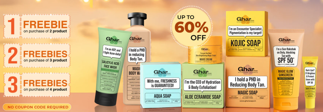 Ghar Soaps Products Upto 60% Off + Extra 10% Off