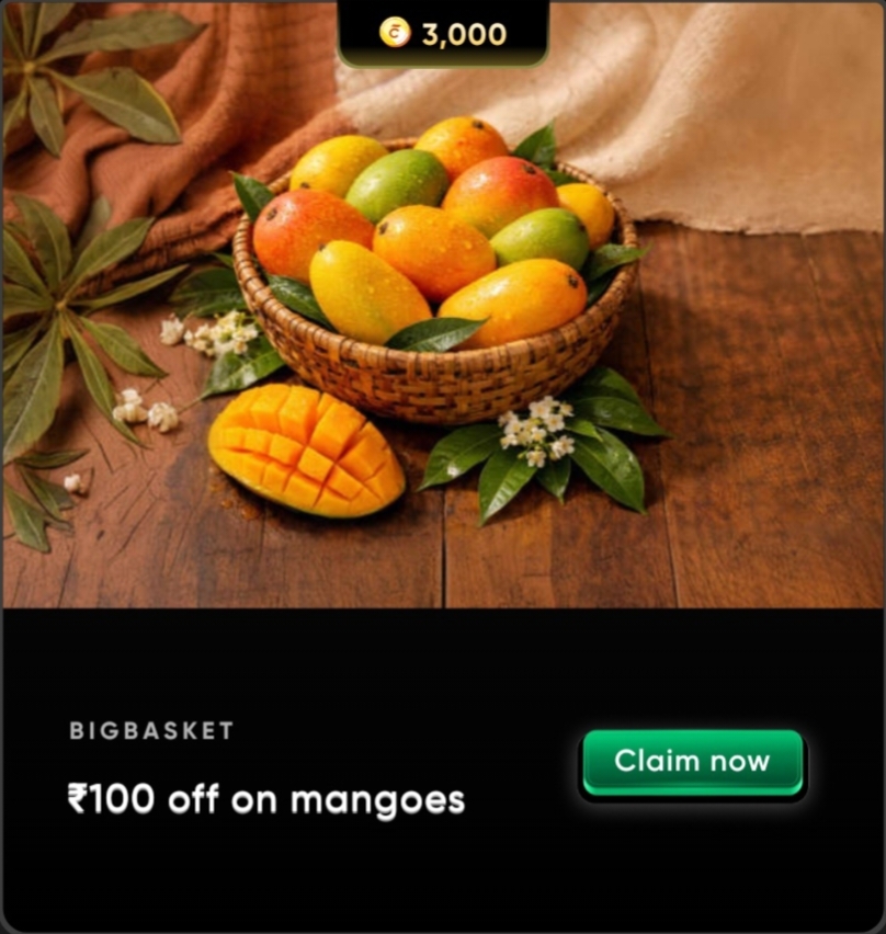Cred X Bigbasket - 100rs flat off on mango order above 100rs (maybe user specific)