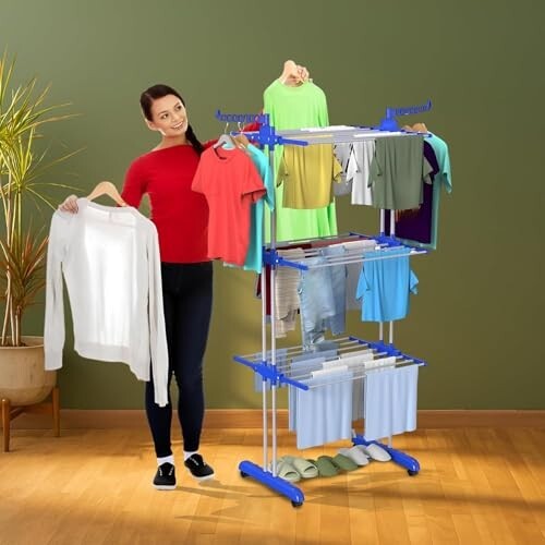 Amazon Brand - Umi Maxdry Cloth Drying Stand | 3-Tier Double-Sided Foldable Laundry Rack