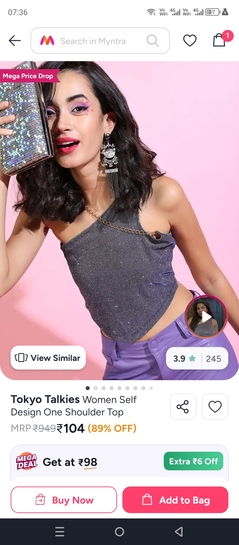 Myntra - Women's one shoulder top @ Rs.104 from Tokyo talkies