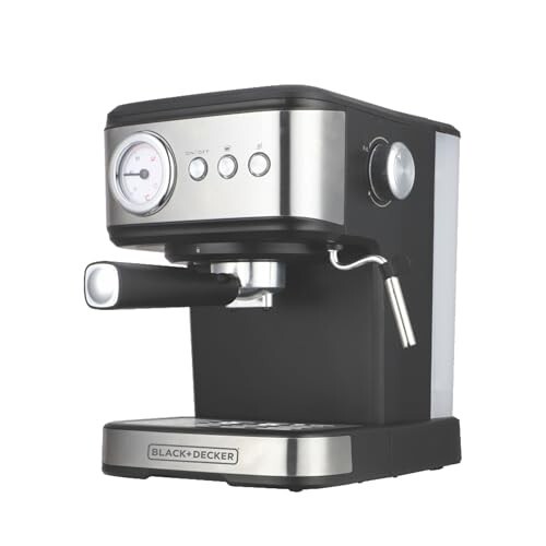 BLACK+DECKER BXCM1001IN 1100W 10-Cup 15 Bar Expresso Coffee Maker | 1.5L Water Tank Capacity (Black+Grey)