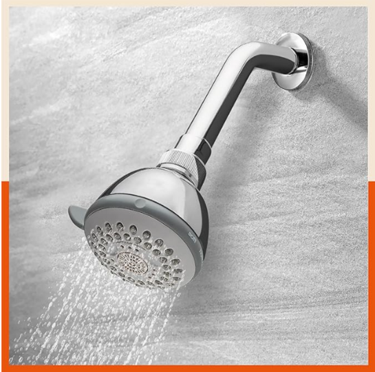 Aquila by Bathla - DAIO 5-Function Shower Head with Air Infusion Technology & Heat Resistant Silicone Nozzles | Corrosion Resistant & Wall Mountable, Silver (AQSESH01)