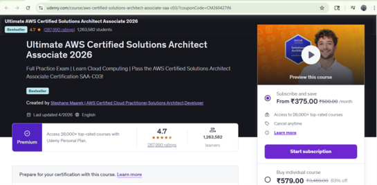 Ultimate AWS Certified Solutions Architect Associate 2026