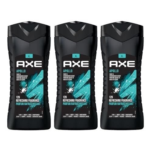 AXE Apollo 3-in-1 Body, Face & Hair Wash Combo of 3| 400 ml Each