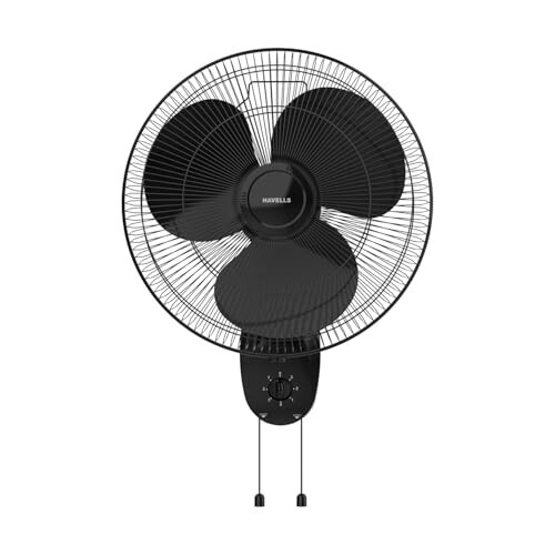 Havells Gatik Pro 400mm Wall Mount Fan|RPM: 1350|Double string for Speed & Oscillation control | (Black)