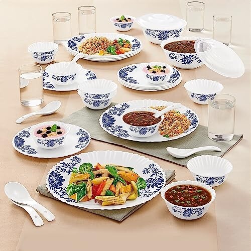 Larah By Borosil Leona Silk Series Opalware Dinner Set with Glasses
