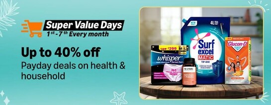 Super Value Days: Up to 40% off Payday Deals on Health & Household [1st - 7th Every Month]