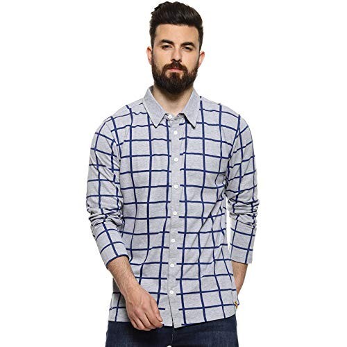 Campus Sutra Men Navy Blue Checkered Collared Shirt 