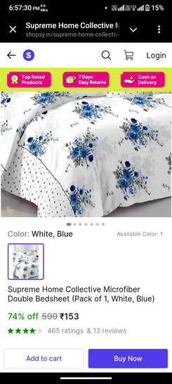 Double bedsheet @153