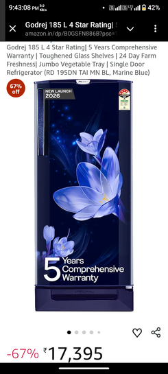 Godrej 185 L 4 Star Rating Refrigerator