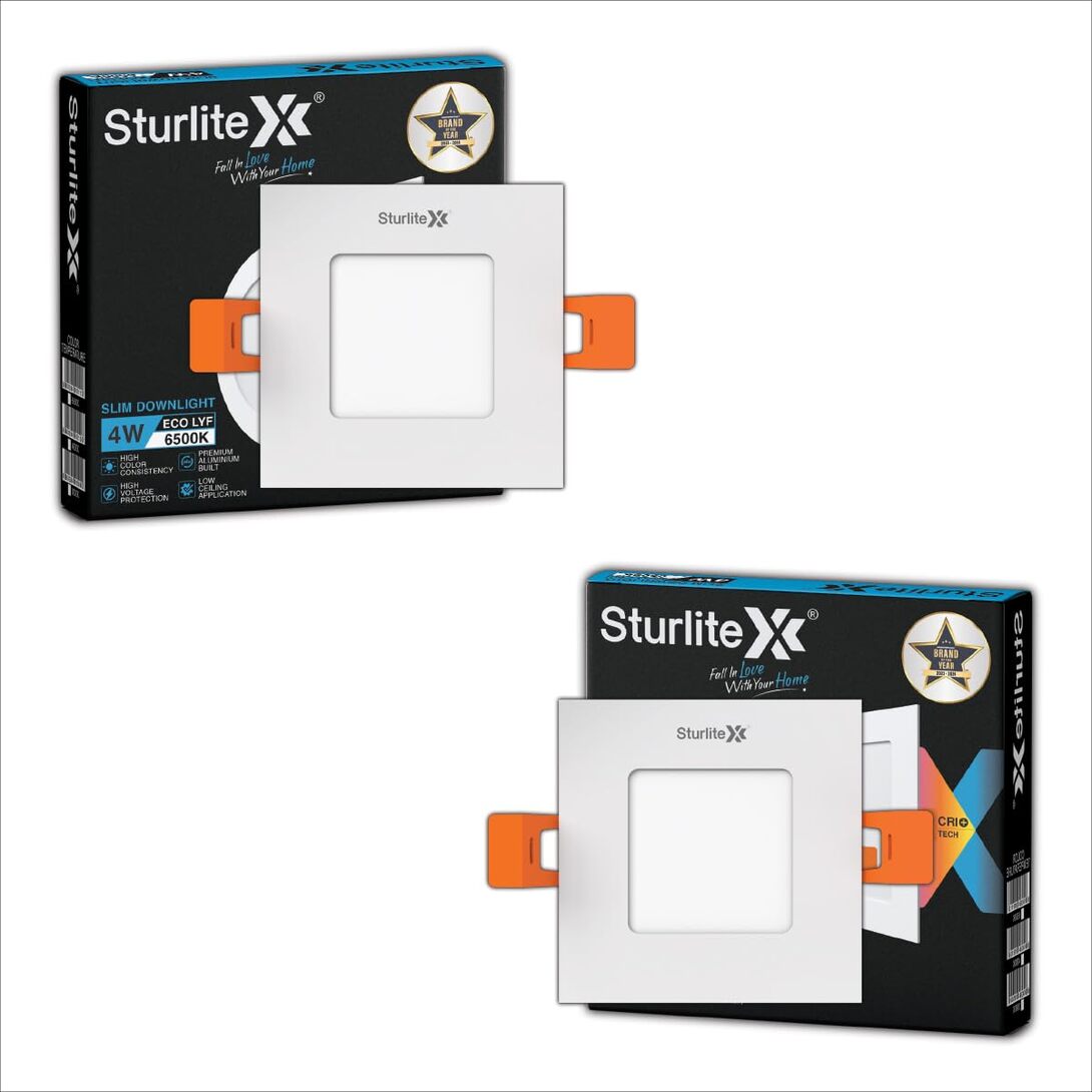 Sturlite Eco LYF 4W Square LED Downlight, Pack of 2