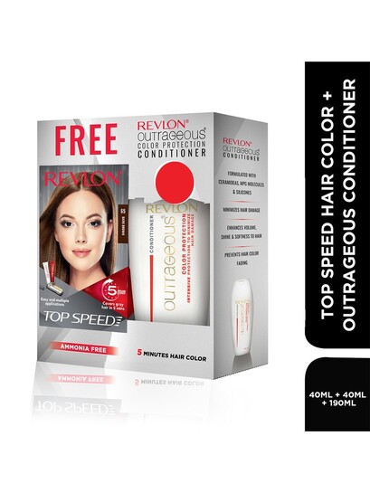  Revlon Set Of Top Speed Hair Color Dark Brown 65 & Free Outrageous Conditioner 
