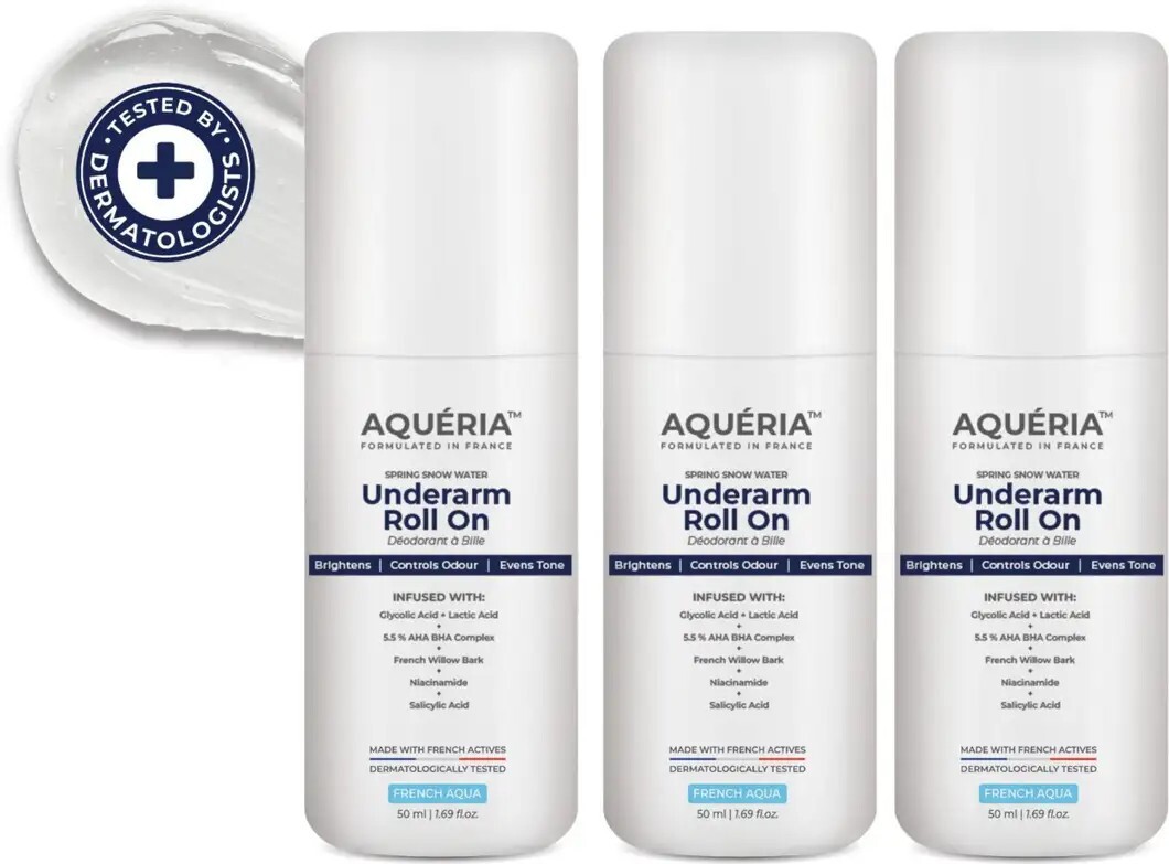 Aqueria Multi Active Underarm Roll On | 5.5% AHA BHA, Niacinamide...more