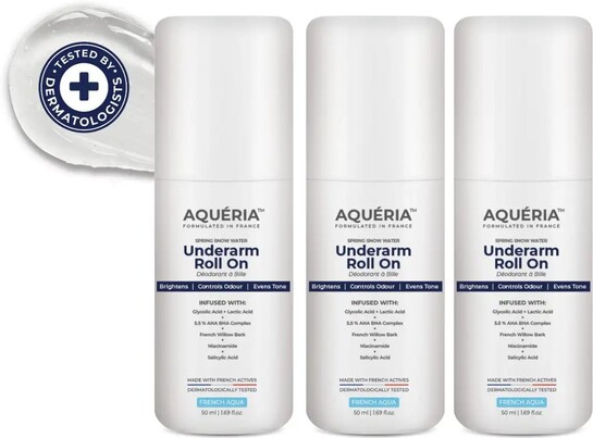Aqueria Multi Active Underarm Roll On | 5.5% AHA BHA, Niacinamide...more