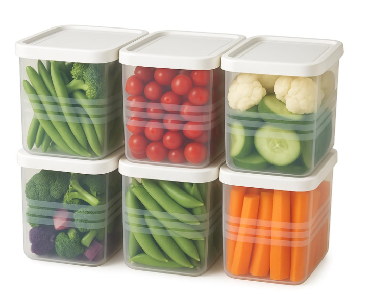 Fridge Storage Containers for Vegetables – 1200 ml (Pack of 6) 