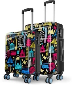[Early Bird Deals] Magnum by Safari Hard Body Set of 2 Luggage 8 Wheels - WANDERLUST PLUS 55/65 4W PRINTED - Multicolor