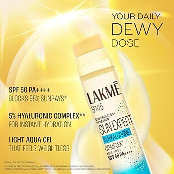 Lakmē Sun Expert 1% Hyaluronic Water-Light Sunscreen Gel SPF 50