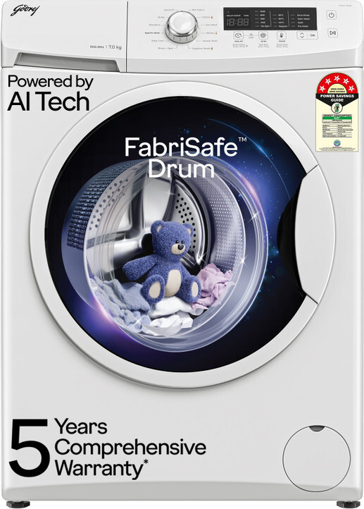 Godrej 7 kg Al Powered, FabriSafe Drum, Eco Wash Fully Automatic Front Load washing Machine