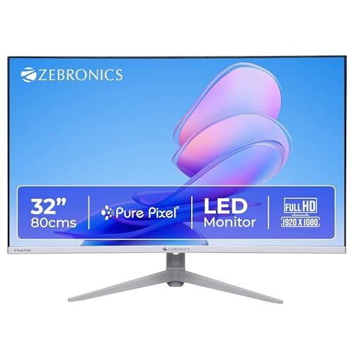 Zebronics 32Inch FHD Curved Gaming Monitor, 250 nits, 100Hz, 1080p, 16.7M Colors, USB, HDMI/VGA Dual Input, Built-in Speakers, Ultra-Slim Bezel, Metal Stand, Wall Mountable