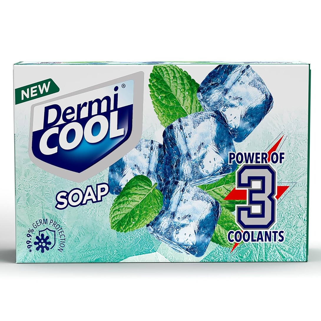 Dermi Cool Soap With The Power Of 3 Coolants - Camphor, Menthol, Thyme Oil | 99.9% Germ Protection | 125 GM Each | Pack of 5