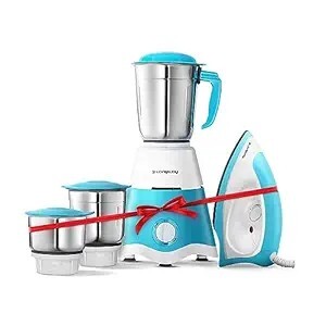 Longway Super Dlx Mixer Grinder with Kwid 1100W Dry Iron | 700W Motor | 3 Jars | 2 Year Warranty (Blue & White, Combo) at ₹1,699 