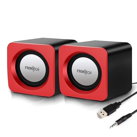 FRONTECH Premium 2.0 Channel USB Powered Speakers | 1.5W x 2 Output | AUX Input | 1 Year Warranty at ₹299 