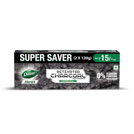 DABUR Herb'L Activated Charcoal Toothpaste-240G (120Gx2,Pack Of 2)