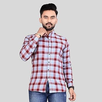 More & More Men's Checkered Regular Fit Checks Shirt D3_Design 3
