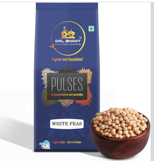 Bazaar : DAL BHAAT Organic Unpolished White Peas 450 g