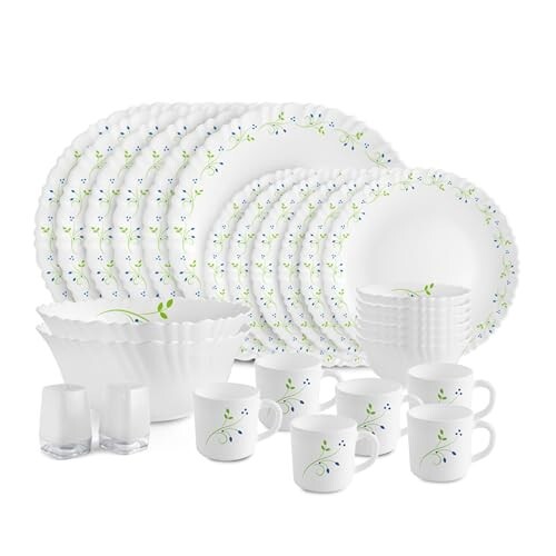 Cello Dazzle Series Tropical Lagoon Opalware Dinner Set | 28Pcs | White